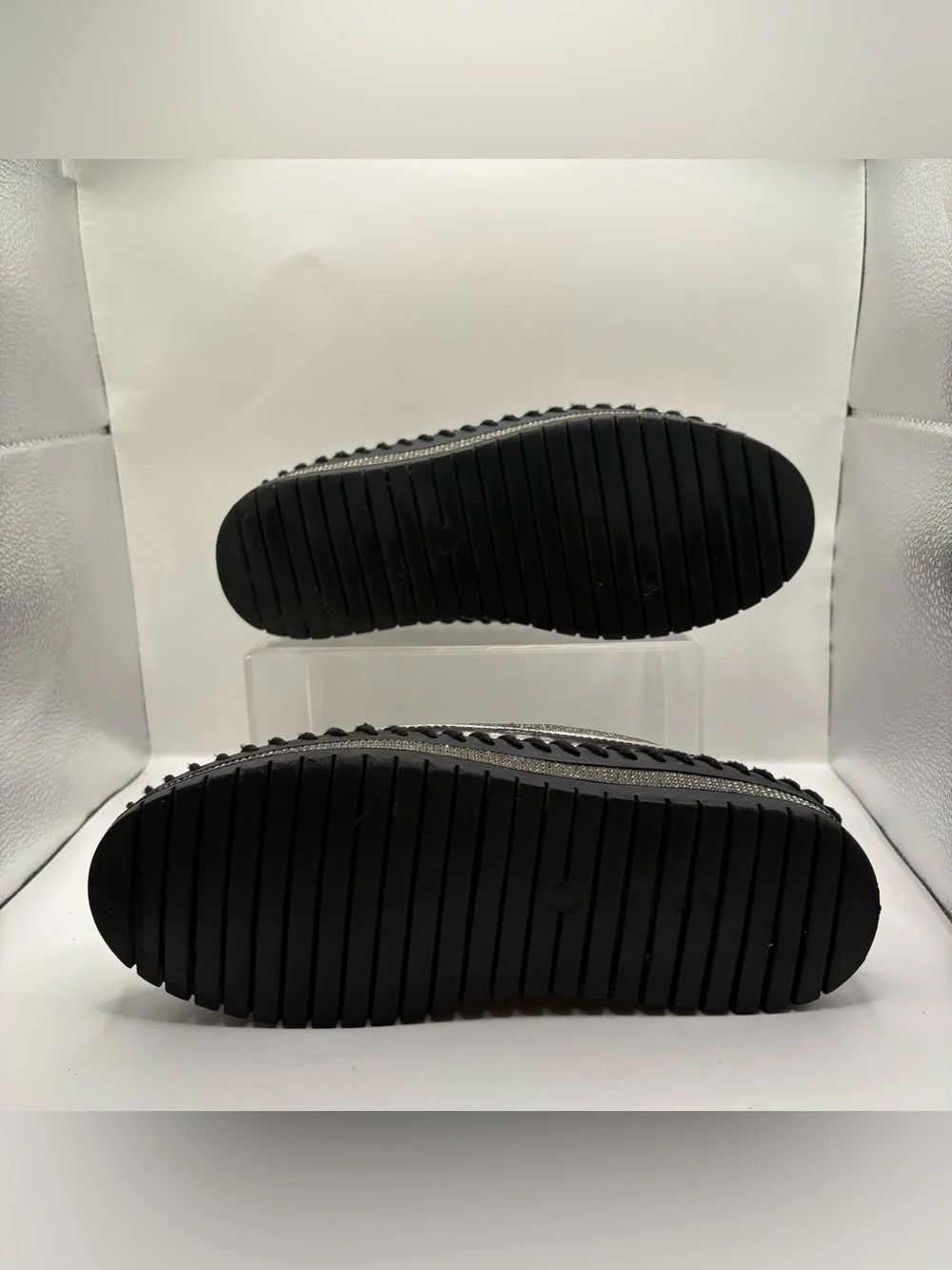 Men's Black Crystal-Embellished Slip-On Loafers